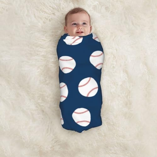 Sanghing Baseball Blue Swaddle Blanket for Newborn