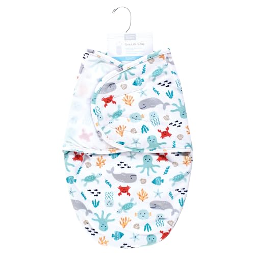 Hudson Baby Infant Boy Plush Swaddle Wrap - Sea Characters 0-3 Months
