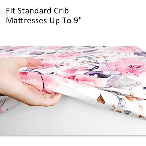 Floral Crib Sheets for Baby Girls 2 Pack