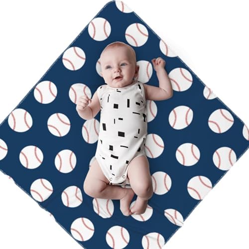 Broiteid Baseball Blue Newborn Swaddle Blanket