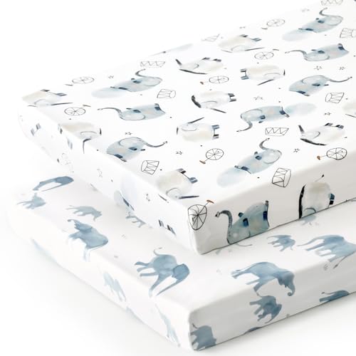 GRSSDER Pack n Play Sheets 2 Pack Elephant Print 1