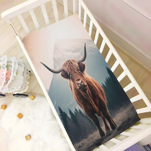 Jihqo Highland Cow Crib Sheets Pack N Play Set 1