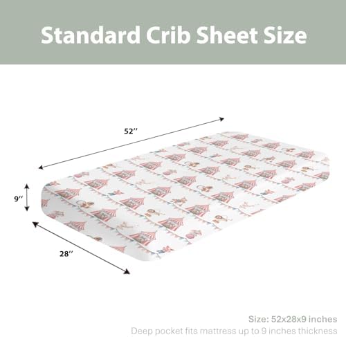 ZoUbqchY Watercolor Circus Animals Crib Sheets