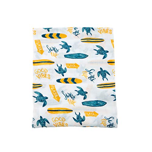 Bebe au Lait Oh So Soft Muslin Swaddle Blanket - Surf Design