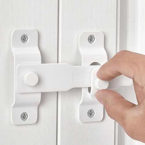 INIRET 2 Pack Barn Door Latches Matte White Stainless Steel