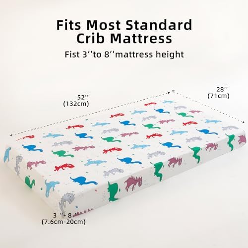 Hevituwhe Warm Fitted Crib Sheets 2 Pack with Dinosaur Pattern