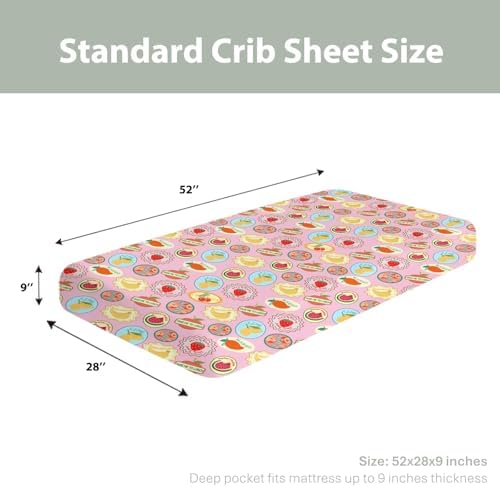 Fruits Summer Preppy Crib Sheets 52x28Inch