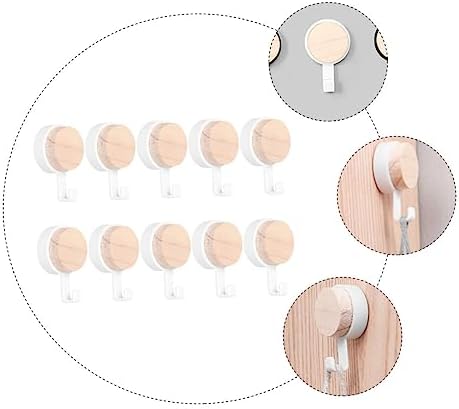 10pcs Wooden Bathroom Towel Hooks Wall Organizer
