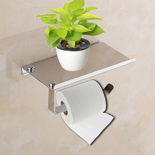 Banfluxion Stainless Steel Toilet Paper Holder with Phone Shelf