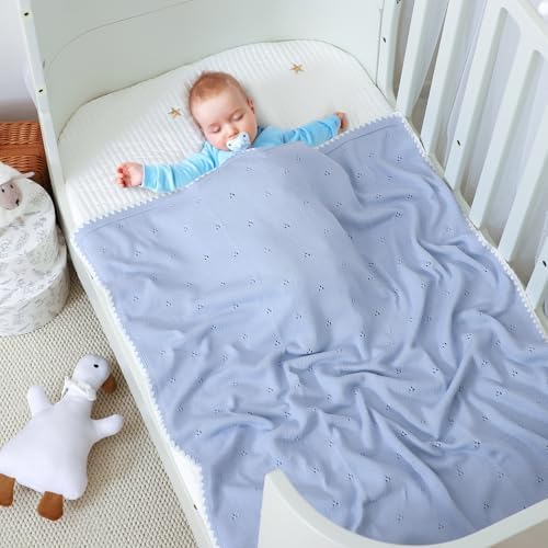 Wugugu Baby Blanket Swaddling 30x40 Inch Cotton Knit