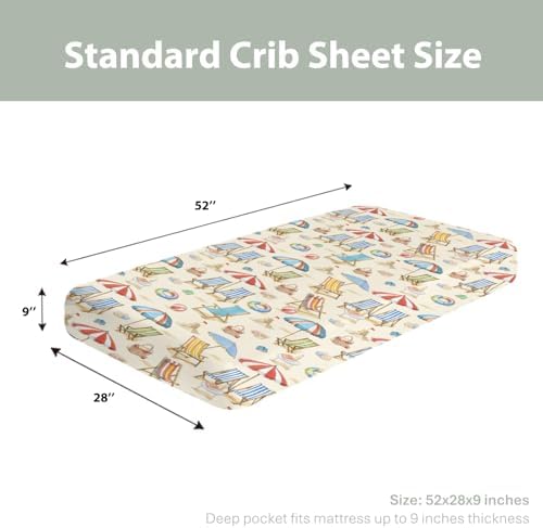 Summer Beach Baby Crib Sheets 52x28 Fitted Set