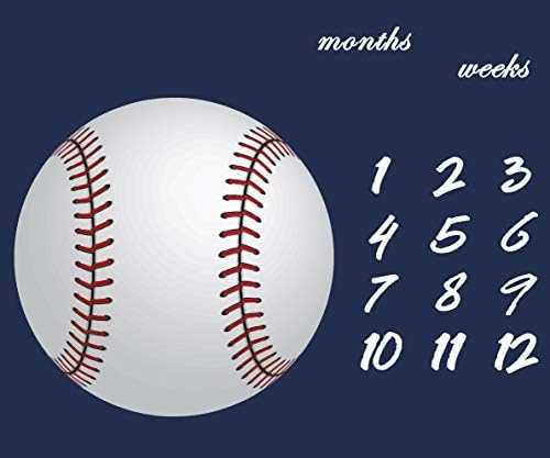 F-FUN SOUL Baseball Theme Growth Tracker Blanket 48x40in