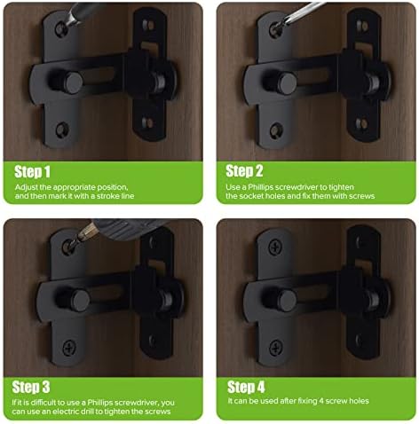 Mbotnee 90 Degree Barn Door Lock 2pcs Black