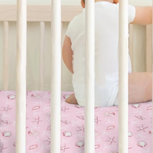 Pink Summer Conches Bows Sea Baby Crib Sheets 2 Pack