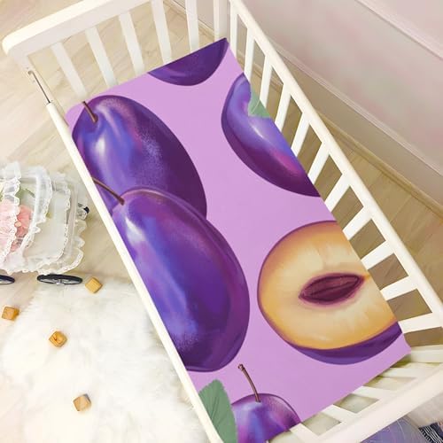 Gbjiemia Ripe Plum Crib Sheets for Baby Boys Girls