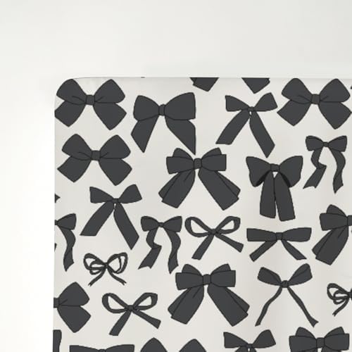 Black Bows Crib Sheets - 52x28 Soft Stretchy Fitted Mattress Cover