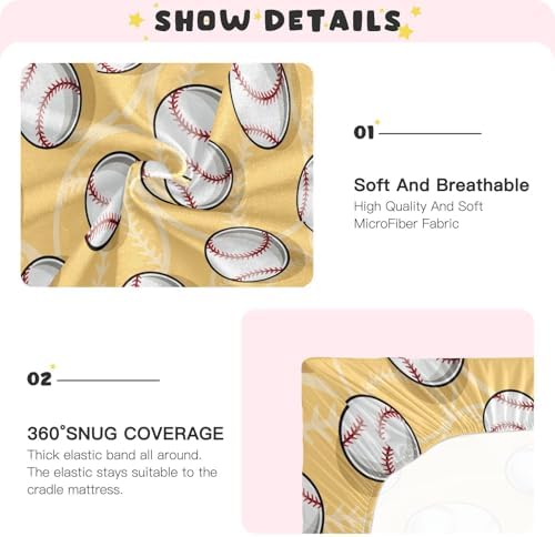 Gbjiemia Baseball Crib Sheets for Baby Boys Girls