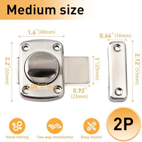 Alise Safety Gate Latch Slide Bolt Lock Pack of 2