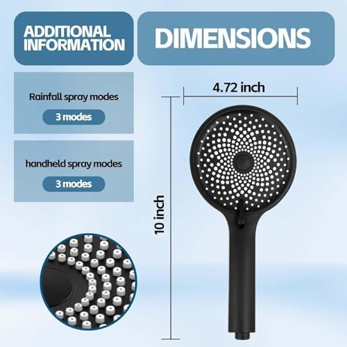 Nottia 10 Inch Rain Shower Head with Handheld Combo and Extension Arm