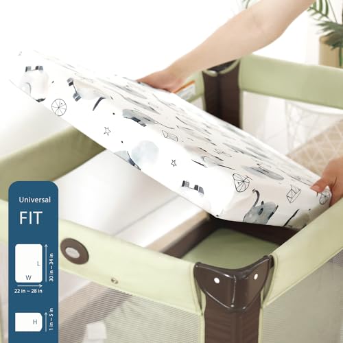 GRSSDER Pack n Play Sheets 2 Pack Elephant Print 1
