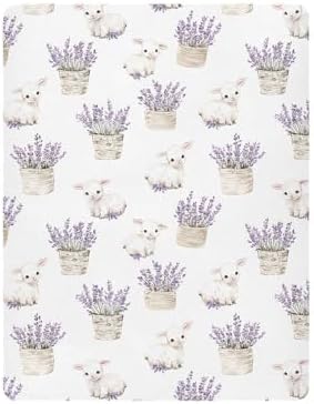 MNSRUU Crib Sheets for Boys Girls Lavender Pattern Breathable Fitted Sheet