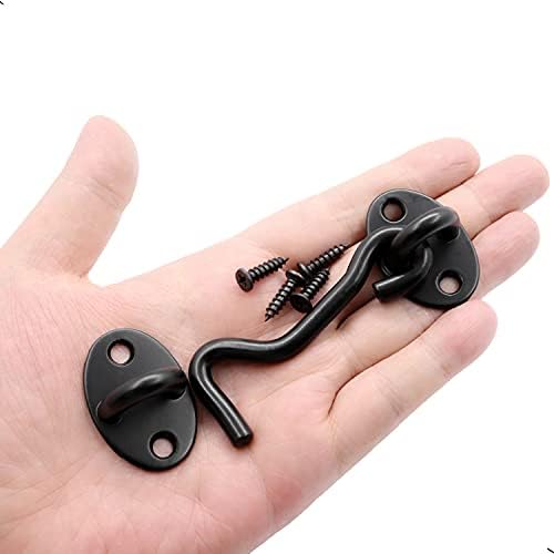 2Pcs 4 Inch Barn Door Lock with Mounting Screws Black 1