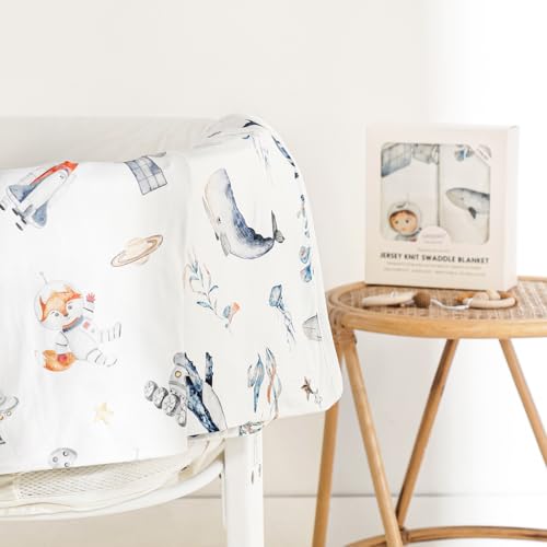 GRSSDER Swaddle Blankets 2 Pack - Soft Jersey Knit for Baby Boys