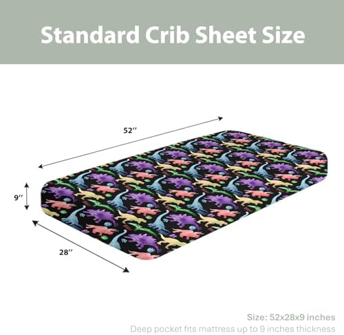 Pastel Dinosaurs Baby Crib Sheets 52x28 Inch Gender Neutral