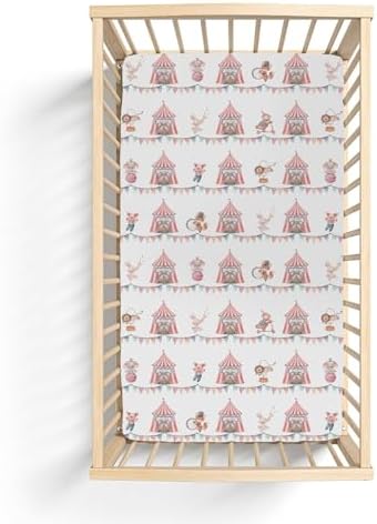 ZoUbqchY Watercolor Circus Animals Crib Sheets