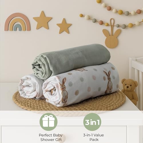 Kiddolove Muslin Swaddle Blankets 3 Pack Forest Theme