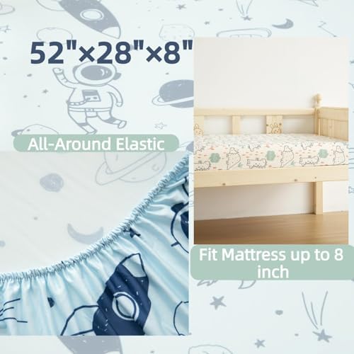 SDIII 2 Pack Space Dinosaur Crib Sheets for Boys Girls