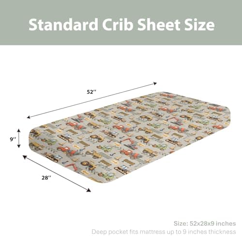 Construction Truck Baby Crib Sheets 52x28In