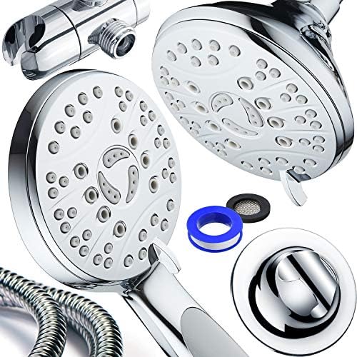 AquaSpa 48-Mode Handheld Shower Head with Dual Brackets and Anti-Slip Grip