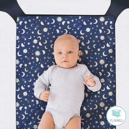 The Peanutshell 3-Pack Fitted Playard Sheets - Cosmic Design