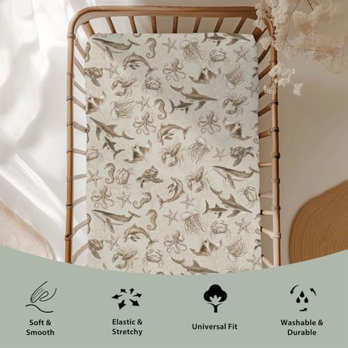 Retro Sea Animals Crib Sheets for Baby