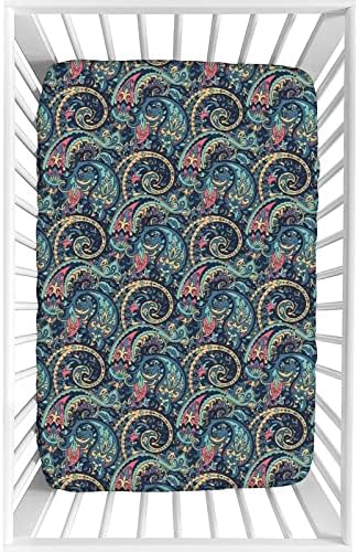XISUNYA Paisley Crib Sheet Set 28x52 Microfiber