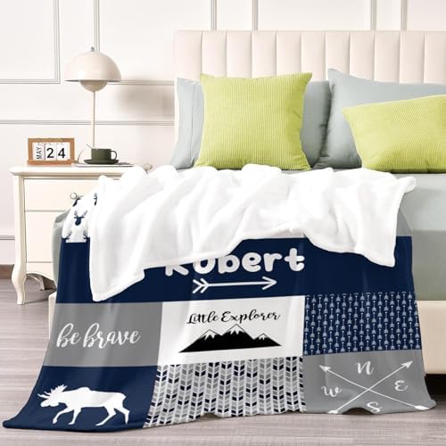 Fifishop Personalized Flannel Baby Blanket with Name