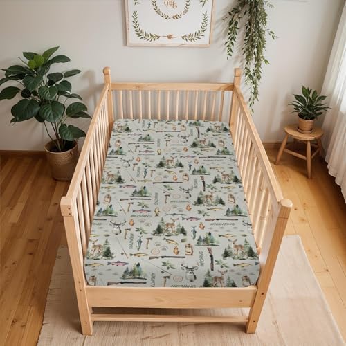 ZoUbqchY Baby Crib Sheets with Deer Paws Pattern