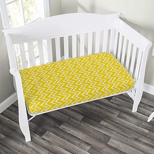 XISUNYA Yellow Zig Zag Crib Sheet Set
