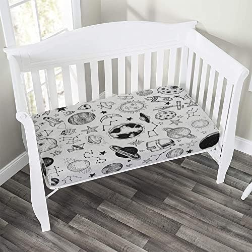 XISUNYA Decorative Crib Sheet Set - Planets Asteroids Print