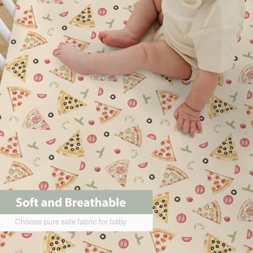 Watercolor Pizza Baby Crib Sheets 52x28 Inch