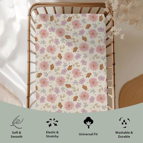 Vintage Wildflowers Butterflies Crib Sheets 28x52 Inch