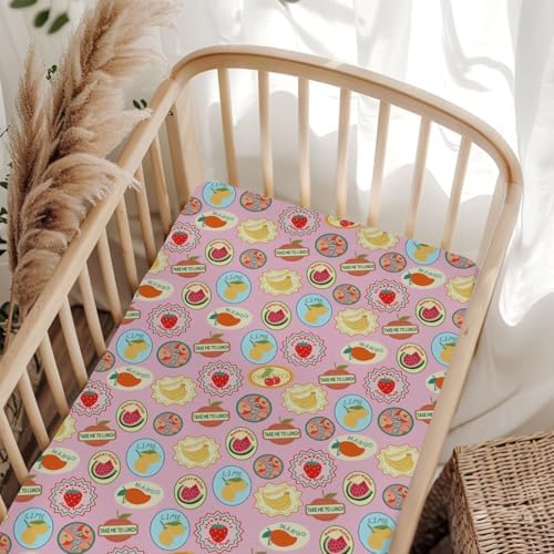 Fruits Summer Preppy Crib Sheets 52x28Inch