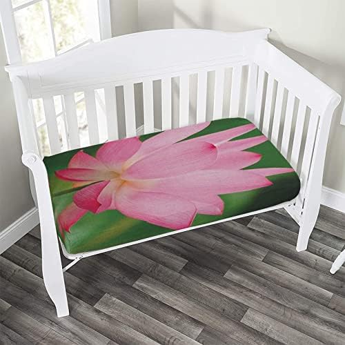 Pink Fern Green Microfiber Crib Sheet Set