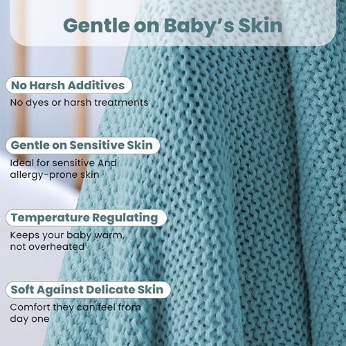 Little Dedi 100 Organic Cotton Swaddling Blanket - Smoke Blue 30x40