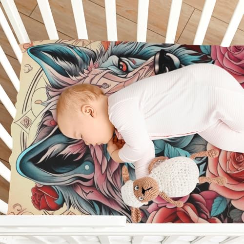 Wolf Rose Crib Sheets Pack N Play 39x27