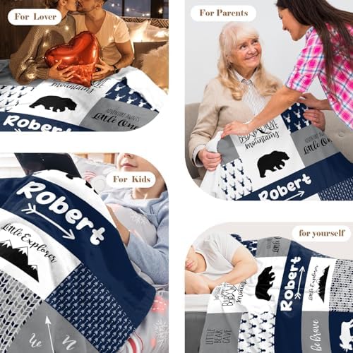 Fifishop Personalized Flannel Baby Blanket with Name