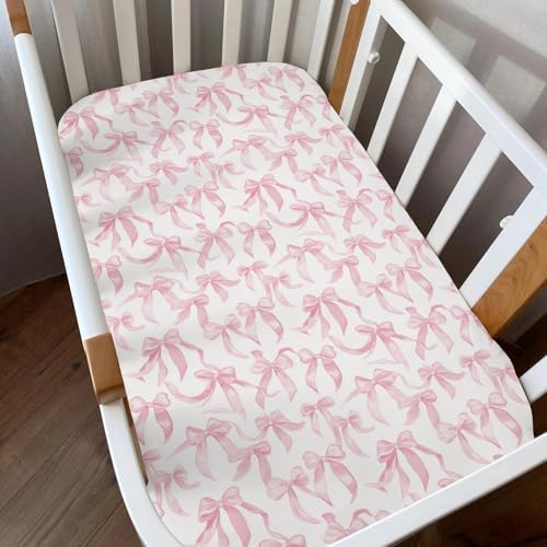 Pink Valentines Bows Crib Sheets 2 Pack
