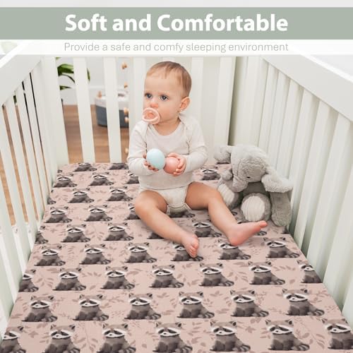 Vintage Raccoon Boho Crib Sheets 52x28 Inch