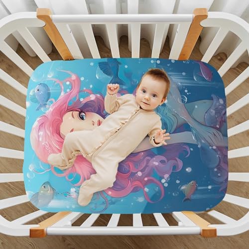 Jihqo Mermaid Girl Crib Sheets Pack N Play Set